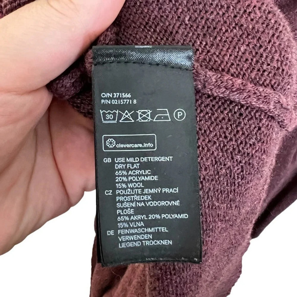 H&M • Burgundy Wool Blend Open Cardigan - Picture 5 of 5